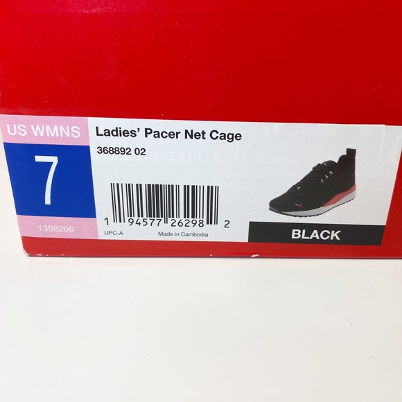 Women’s Puma Pacer Next Cage Sneaker Size 7 Black/Coral - Picture 5 of 5